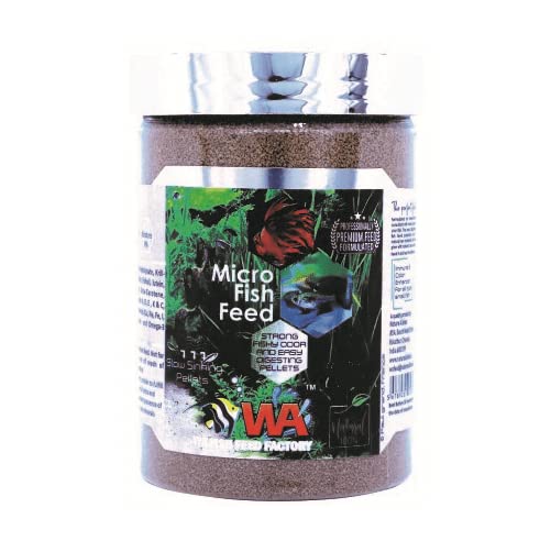 WA Micro Fish Feed, Slow Sinking Pellets, Marine Protein Formula, 45g, for Tetra and Betta Fish, with Vitamins and Minerals | MECOMMERCE