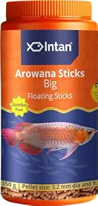 Intan Aquatic Arowana Sticks Fish Food For All Life Stages | Big Floating Stick For Arowana Fish | Jumbo Pack 350 Gram, Pellet Size 3.2 Mm Dia And 9.5 Mm Length, Pack Of 1