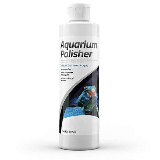 SEACHM Aquarium Polisher for Glass and Acrylic, Ammonia-Free, Removes Water Spots and Mineral Deposits, 250mL