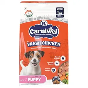 Carniwel Fresh Chicken Puppy Dry Dog Food 1kg for Small Dogs | Premium Nutrition | Natural Ingredients for Healthy Muscle & Bone | GMO-Free | Highly Palatable | Boosts Skin & Coat Health