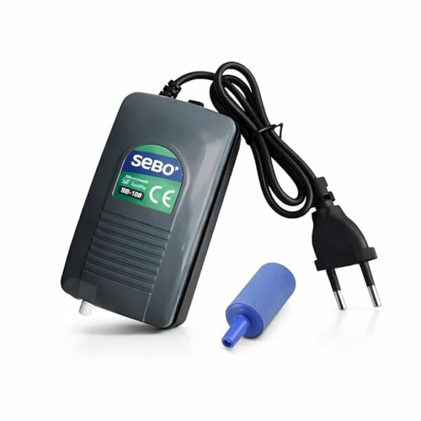 Single Outlet Aquarium Air Pump | SOBO SB-108 Oxygen Air Pump for Fish Tank, Aquatic Plants & Air Bubble Circulation | Silent & Energy Efficient Pump for Aquarium (Black)