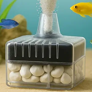 BL-A02 Vertical Aquarium Sponge Filter | Biological Dual-Layer Fish Tank Filter with Bio Media | Silent Air-Driven Operation (Air Pump Not Included) | Free 2M Air Tube for Betta & Nano Tanks