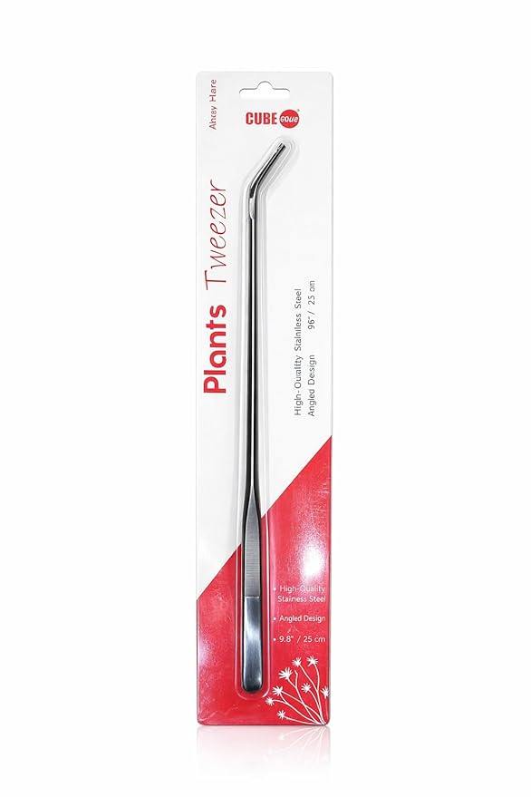 CUBE ONE Plants Tweezer, Stainless Steel, Angled Design, 25 cm, for Aquascaping, Planting, Repositioning and Trimming