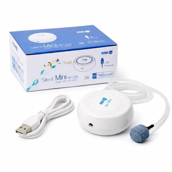 Cube One Silent Mini AP-01A USB Aquarium Air Pump |Super Silent, Compact & Powerful |2 Watts |USB Powered