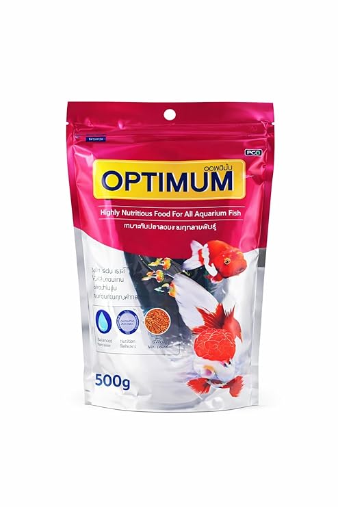 Optimum Aquarium Fish Food, Highly Nutritious Daily Feed for All Freshwater Fish, Enhances Natural Color and Activity, Nutrient Rich Pellets, 500g