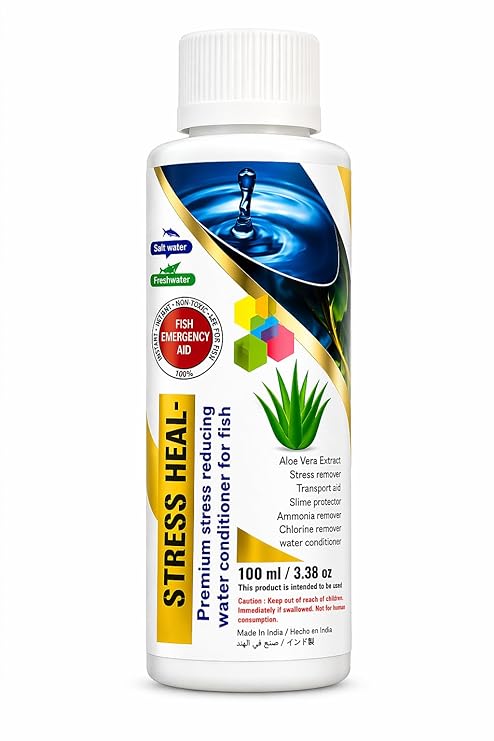 Aquatic Remedies Stress Heal Aquarium Water Conditioner for Fish (100ml) | Removes Chlorine & Ammonia | Fish Stress Relief Liquid | Tank Water Treatment for Freshwater & Saltwater