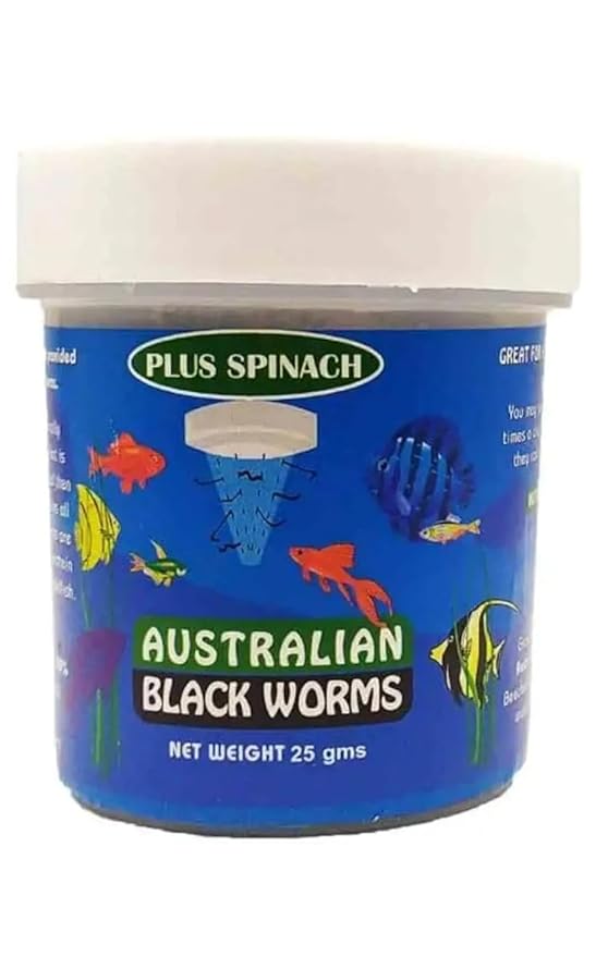 Australian Black Worms Plus Spinach 25gm, Food for All Fish