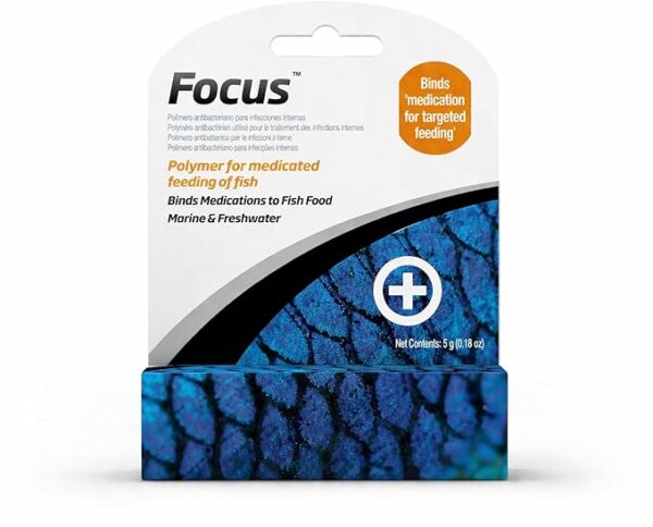 SEACHM Focus™ 5g | Antibacterial Polymer for Medicated Feeding of Fish, Binds Medications to Food, Marine & Freshwater