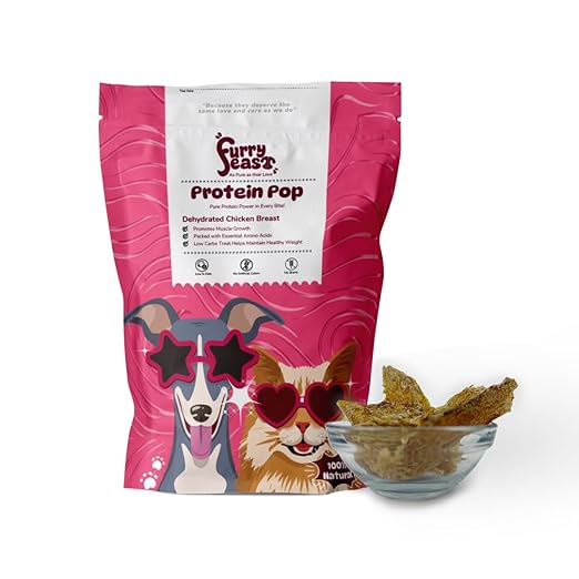 FurryFeast Chicken Jerky Dog Treats | 100% Natural Single-Ingredient Chicken Breast | High Protein Low Fat | Crunchy Digestible Snack for Adult Dogs | 70g