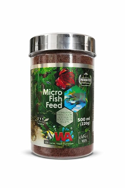 WA Micro Fish Feed – Premium Micro Slow Sinking Pellets for Aquarium Fish (500 ml / 220g) | MECOMMERCE