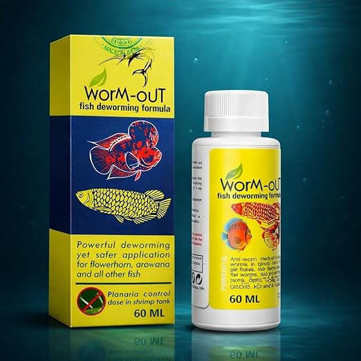 Aquatic Remedies Worm-Out Fish Deworming Formula, 60 ML, for Flowerhorn, Arowana, Discus, Planaria and All Other Fish