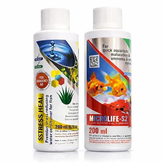 Aquatic Remedies, Stress Heal 220ml & Microlife S2 220ml, Aquarium Water Conditioner Combo Pack, Fish Stress Reducer, Quick Aquarium Cycling, Ammonia & Nitrite Remover, Liquid Biofilter