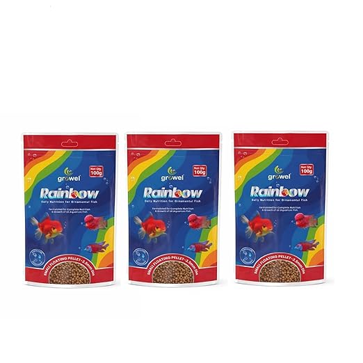 Growel Rainbow 3.5mm Small Floating Fish Food with Spirulina and Astaxanthin (100g - 3 Pack) | MECOMMERCE