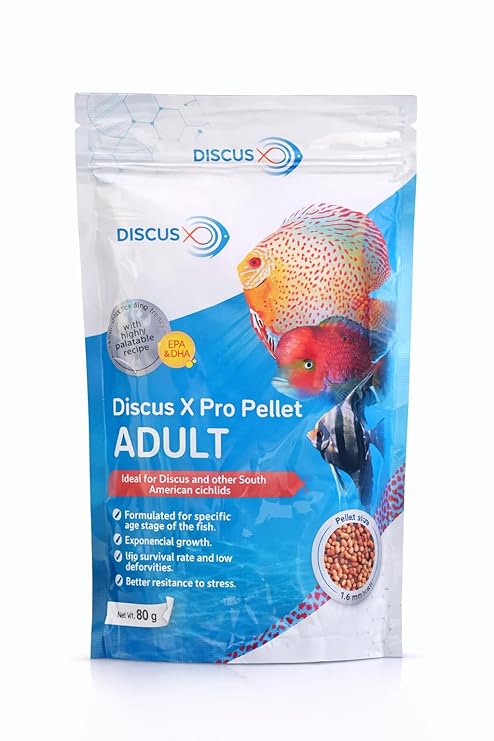 DISCUSX Pro Pellet Adult Fish Food, 1.6mm, 80g [Thailand-Import]