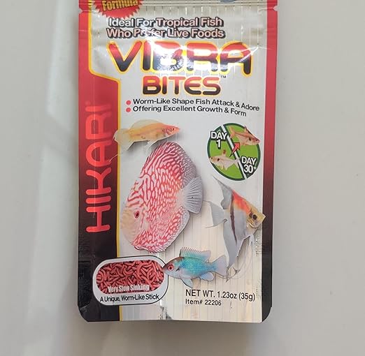 MECOMMERCE Vibra Bites Tropical Fish Food, Worm-Like Shape, 35g, Colour Enhancing Formula