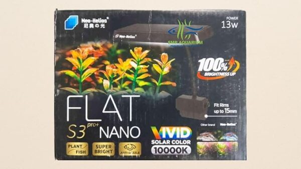 Flat Nano S3 Pro+, 13W Full Spectrum Vivid Solar Colour 10000K | High Brighness Planted Tank Aquarium Light | Suitable for Glass of Maximum 3~15mm Thickness || SMP ||