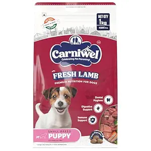 Carniwel Fresh Lamb Puppy Dry Dog Food 1 Kg | Natural Ingredients for Healthy Muscle & Bone | Highly Palatable | Boosts Skin & Coat Health | Premium Nutrition Tailored for Small Dogs