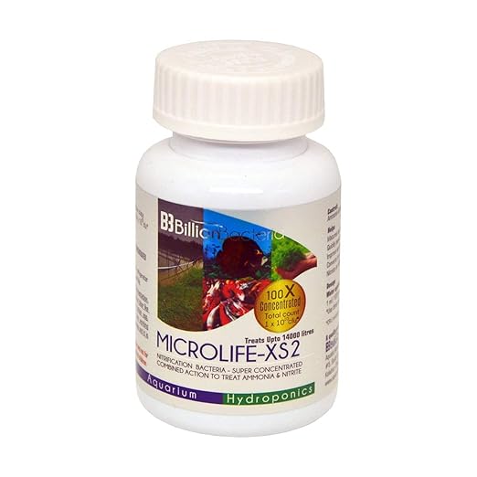 BillionBacteria MICROLIFE-XS2 Nitrifying Bacteria, 100x Concentrated, Controls Ammonia & Nitrite, Treats up to 14,000 L