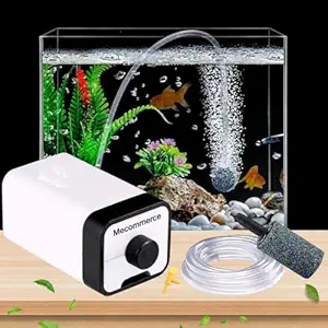 SUNSUN CT-201 Aquarium Air Pump Single Outlet with Oxygen Flow Control | 3W Low Noise | 1.5 L/Min Fish Tank Air Pump for Aquarium, with 2 m Air Tube & 1 AirStone
