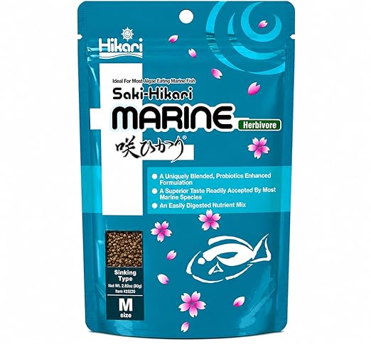 Saki-Hikari® Marine Herbivore Fish Food 90g, Medium Pellet, with Probiotics and Spirulina | MECOMMERCE