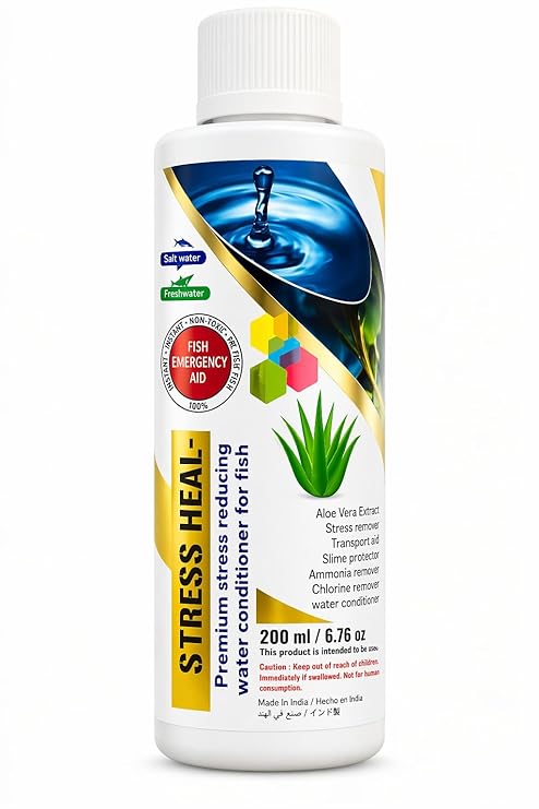 Aquatic Remedies Stress Heal Aquarium Water Conditioner for Fish (200ml) | Removes Chlorine & Ammonia | Fish Stress Relief Liquid | Tank Water Treatment for Freshwater & Saltwater